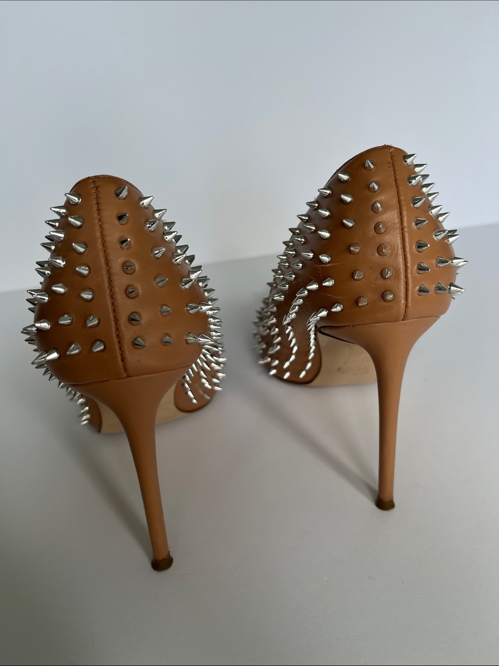 Steve Madden Tan Pointed-Toe Spike Stud Pumps - Picture 3 of 6